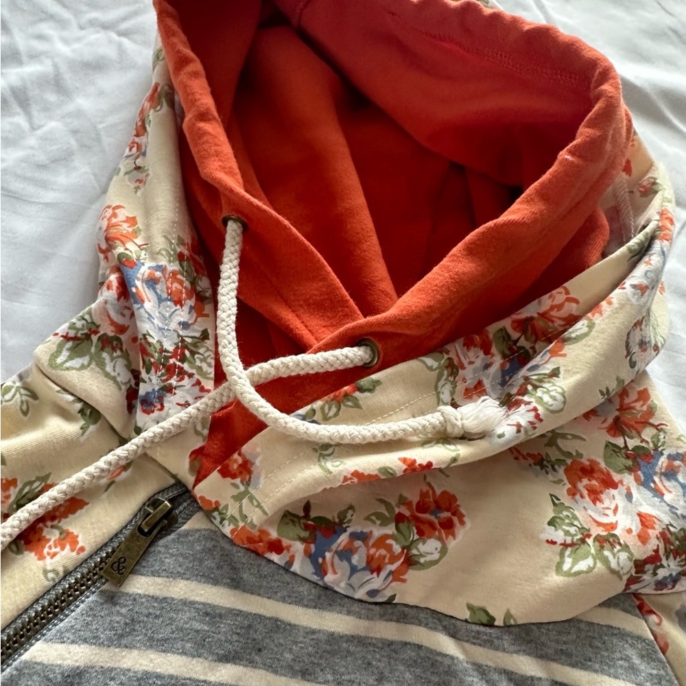 Floral striped Ampersand double hoodie